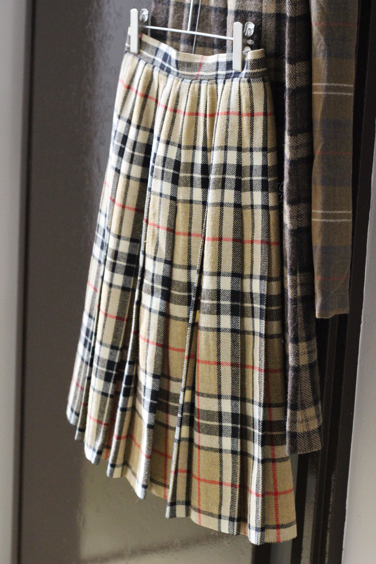 Vintage Brown Beige Check Skirt x4点