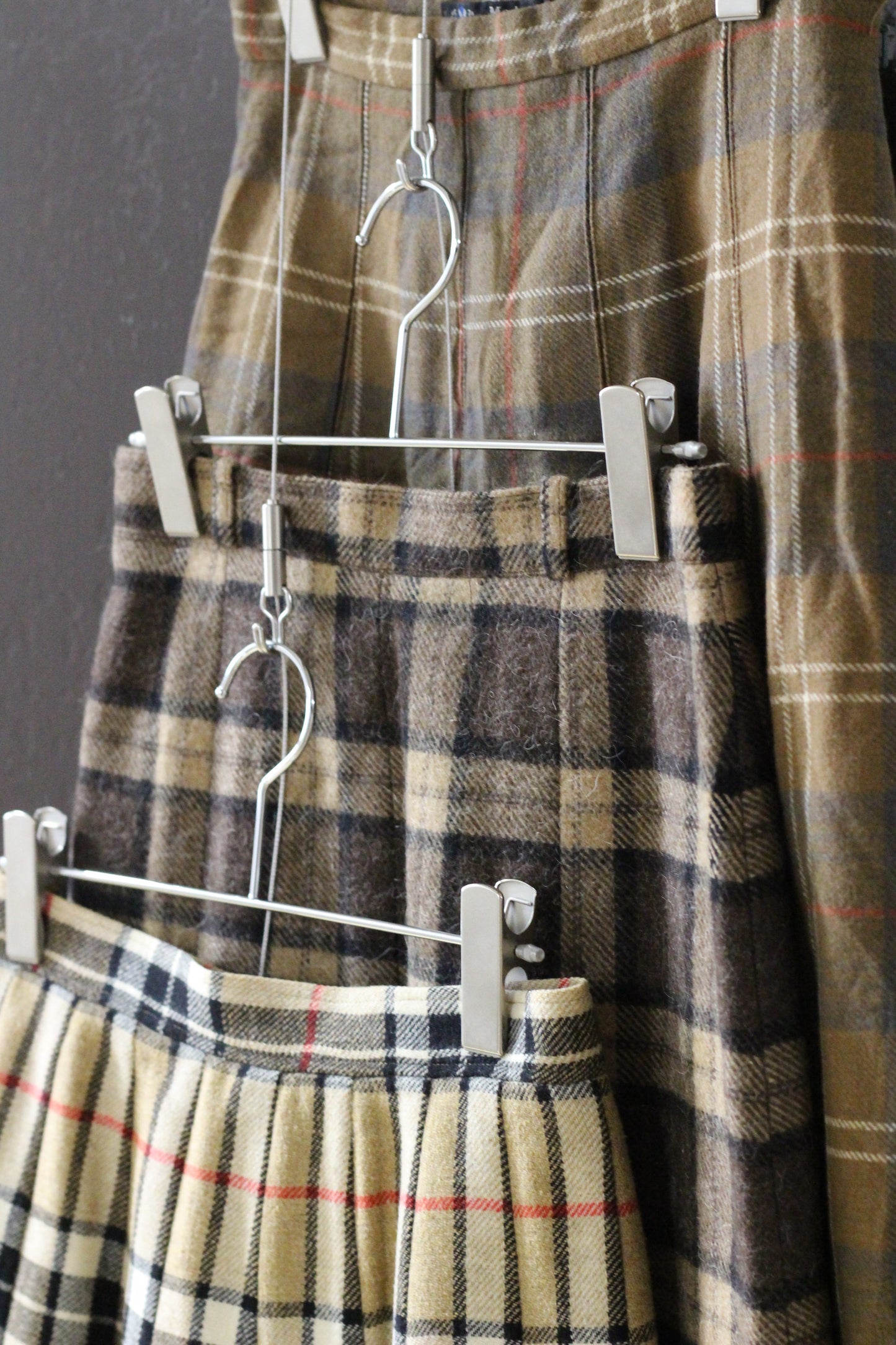 Vintage Brown Beige Check Skirt x4点