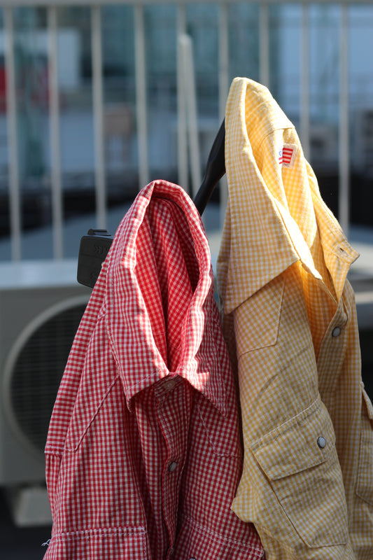 Men's Vintage Gingham Check Long Sleeve Shirt x2点
