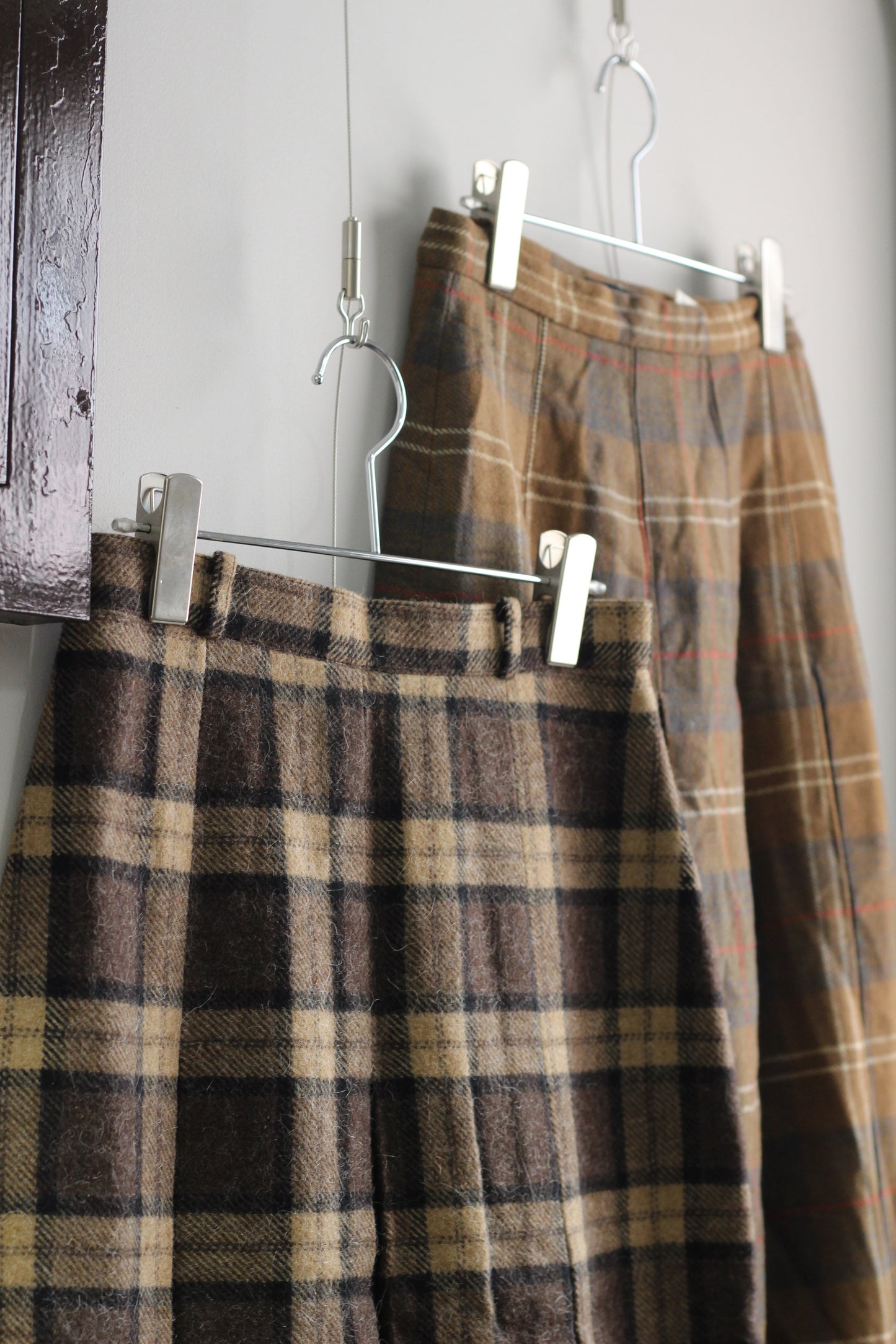 Vintage Brown Beige Check Skirt x4点