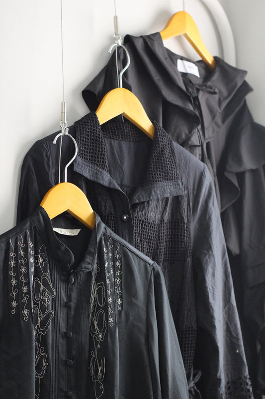 Vintage Black Design Long Sleeve Blouse x5点