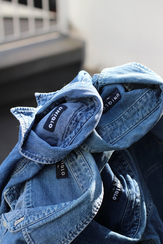 Old Uniqlo Denim Long-Sleeved Shirt x4点