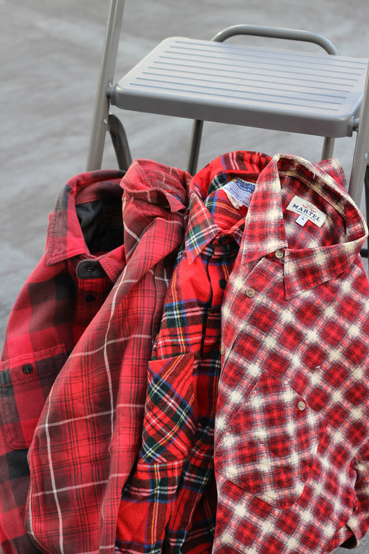 Men's Red Check Flannel Shirt x5点