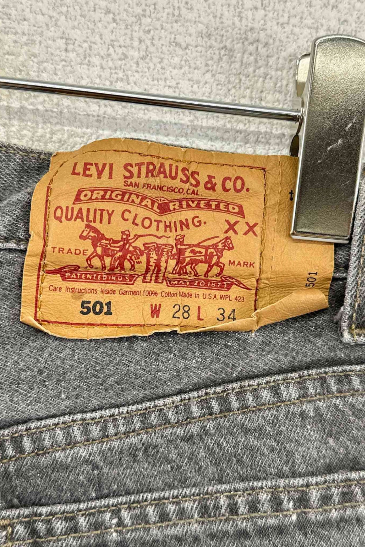 90's Made in USA Levi's 501 gray denim pants