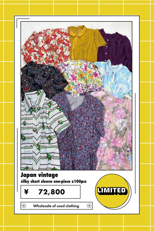 【Limited】Japan vintage silky short sleeve one-piece x100点