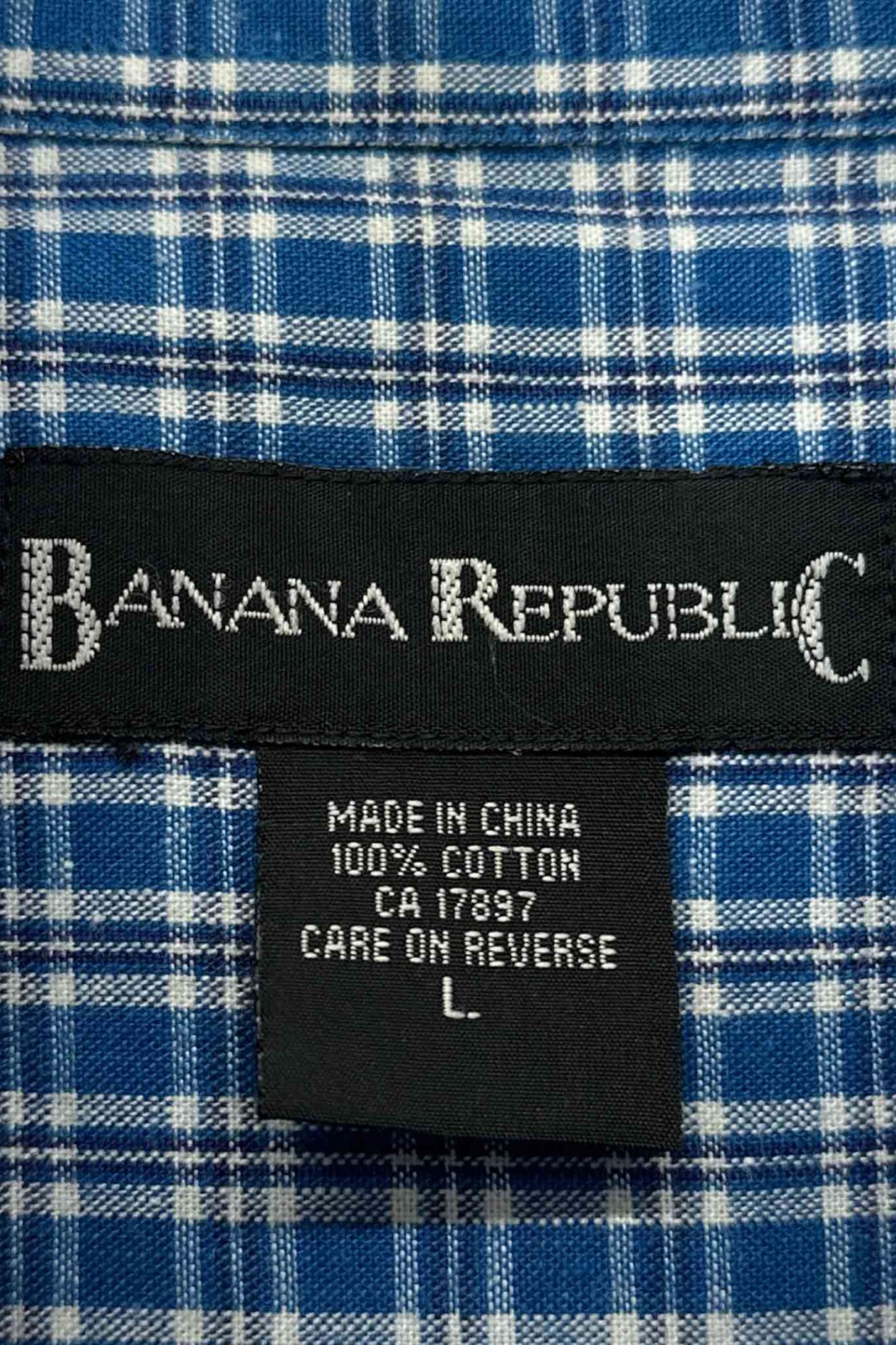 香蕉共和国蓝色格纹衬衫