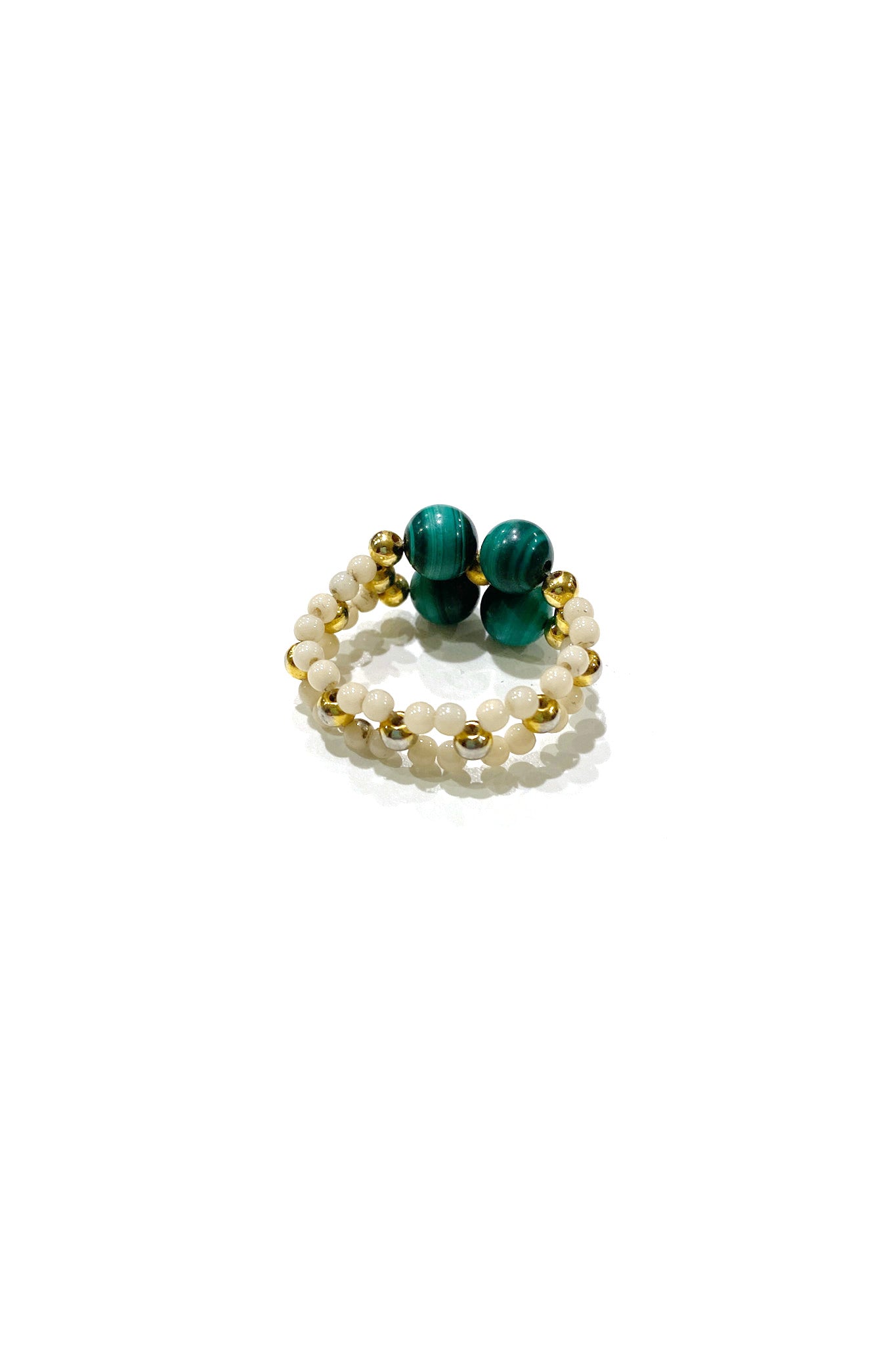 Vintage beads ring 緑の花園