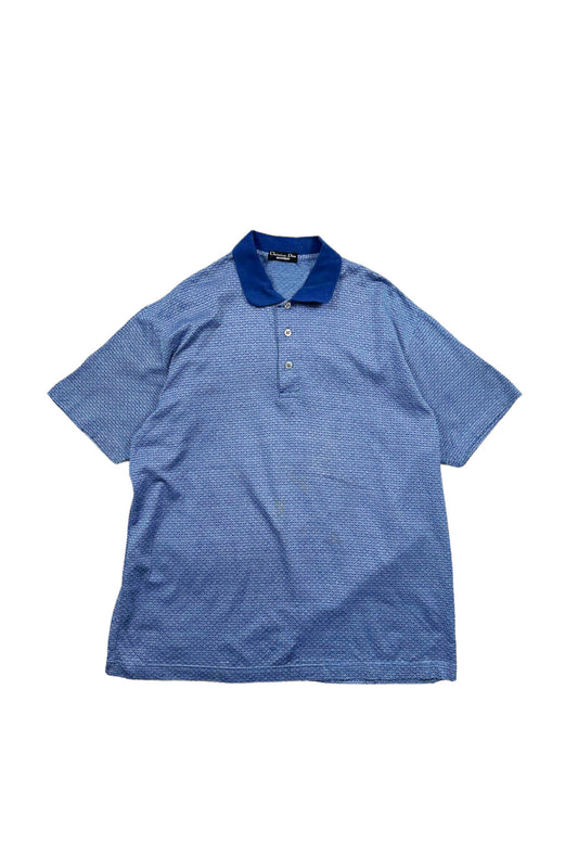 90's blue pattern polo shirt