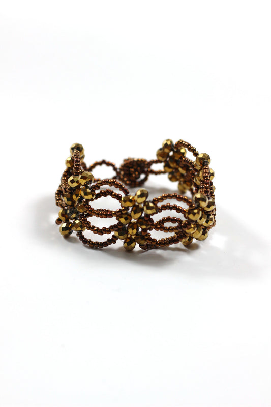 Vintage brown beads bracelet 煌びやかなオーラ