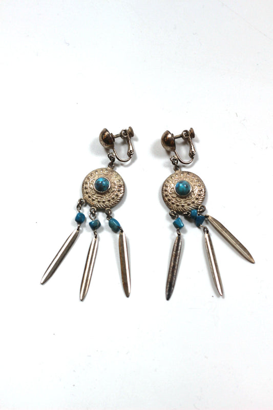 Vintage silver earring インディアンブルー