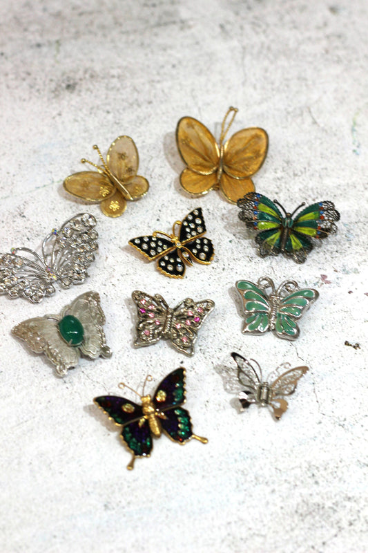 Vintage butterfly brooch set x 10 