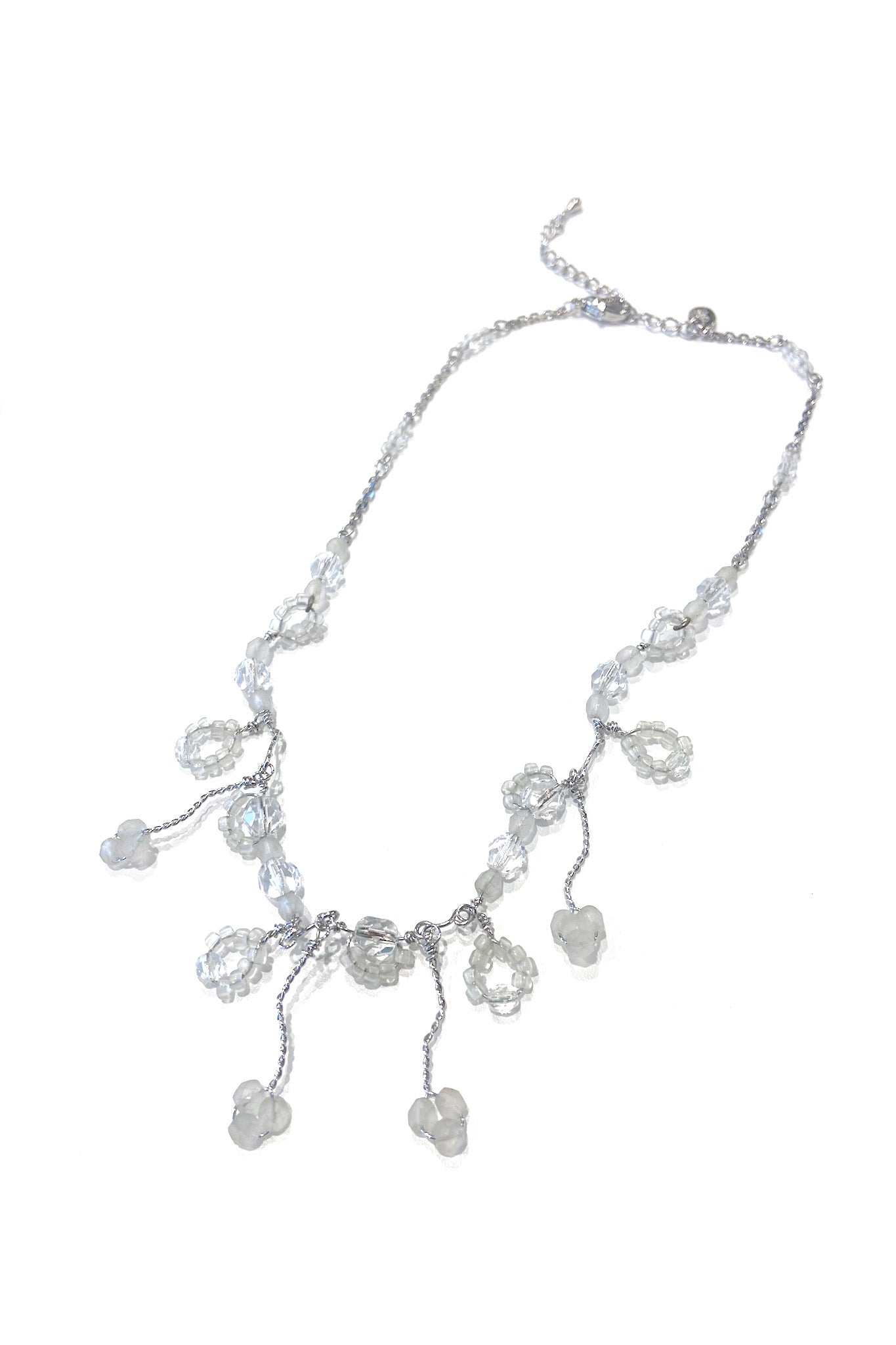 Vintage silver x beads necklace 透明な旋律