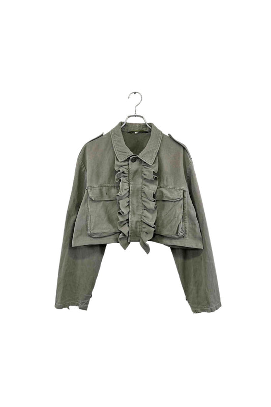 remake military front frill shirt