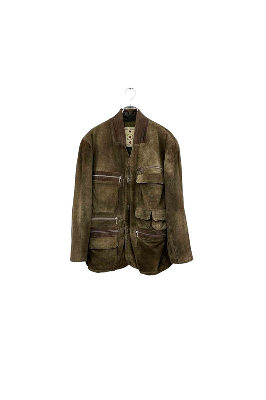 ELLIE RIBBON khaki leather jacketx