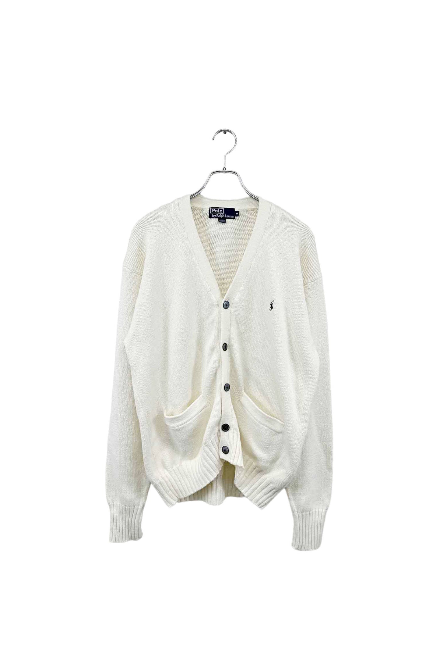 90's Polo by Ralph Lauren white cotton cardigan