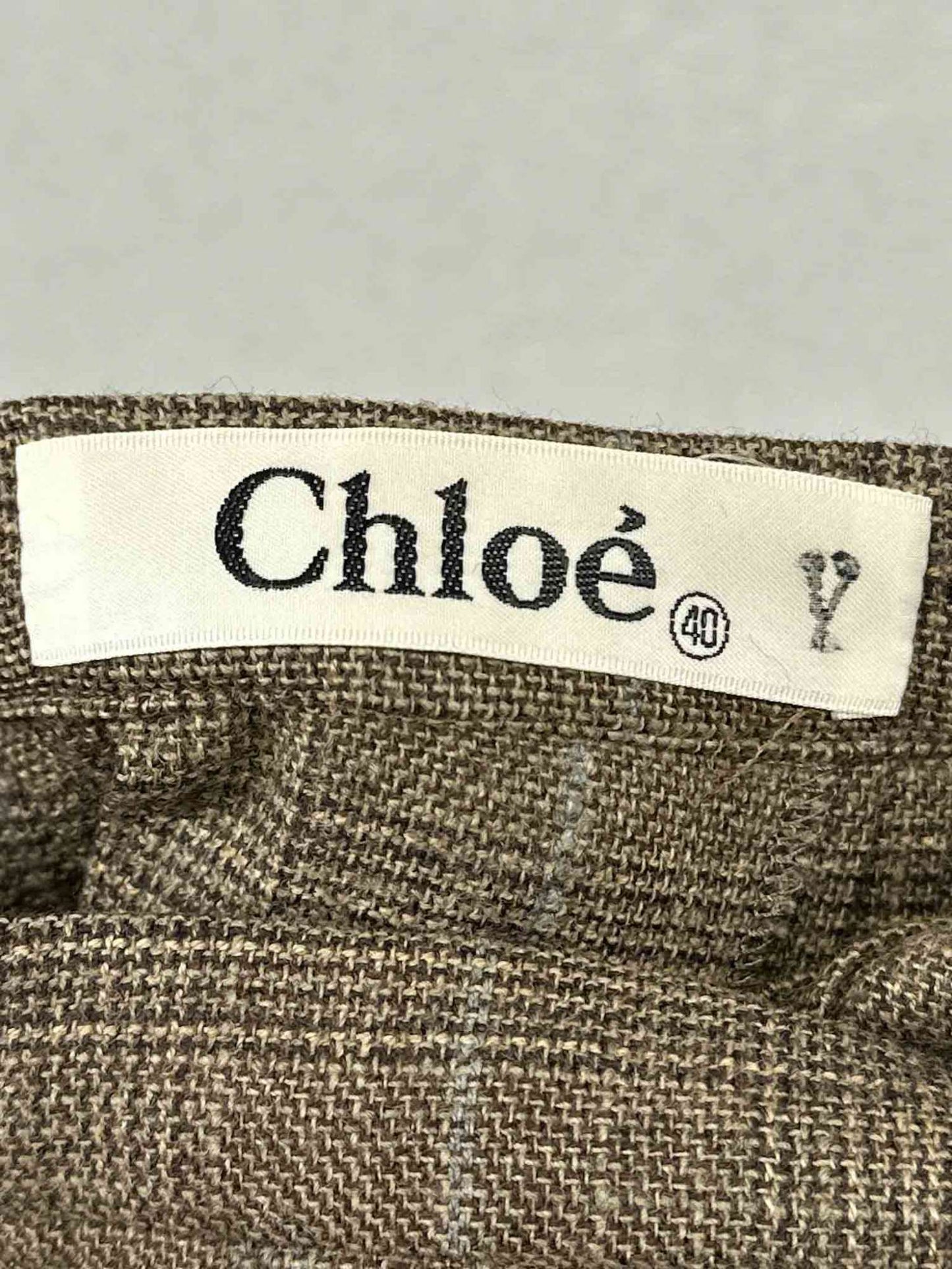 Chloe brown check pleated skirt