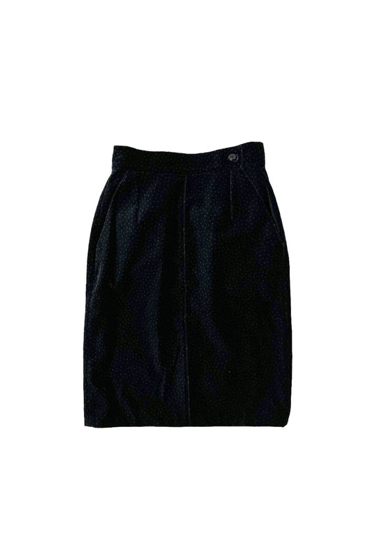 80's Made in Italy Black dot velour skirt