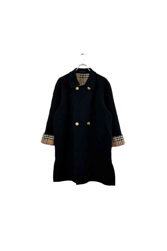 80's Burberrys black soutien collar coat
