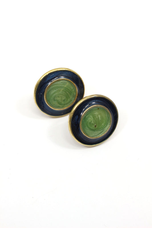 Vintage green × blue earrings 知性の象徴