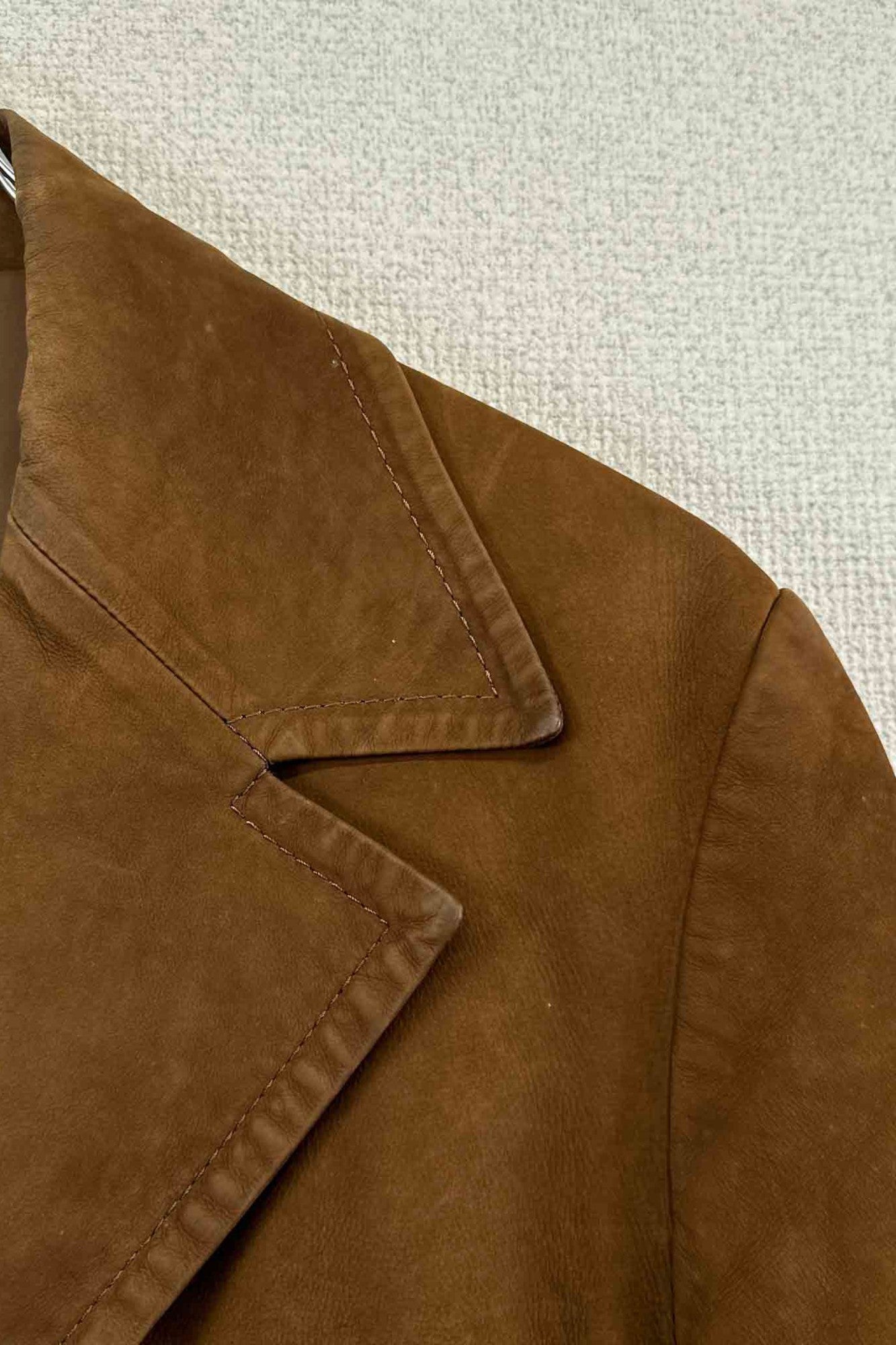 hants brown leather coat