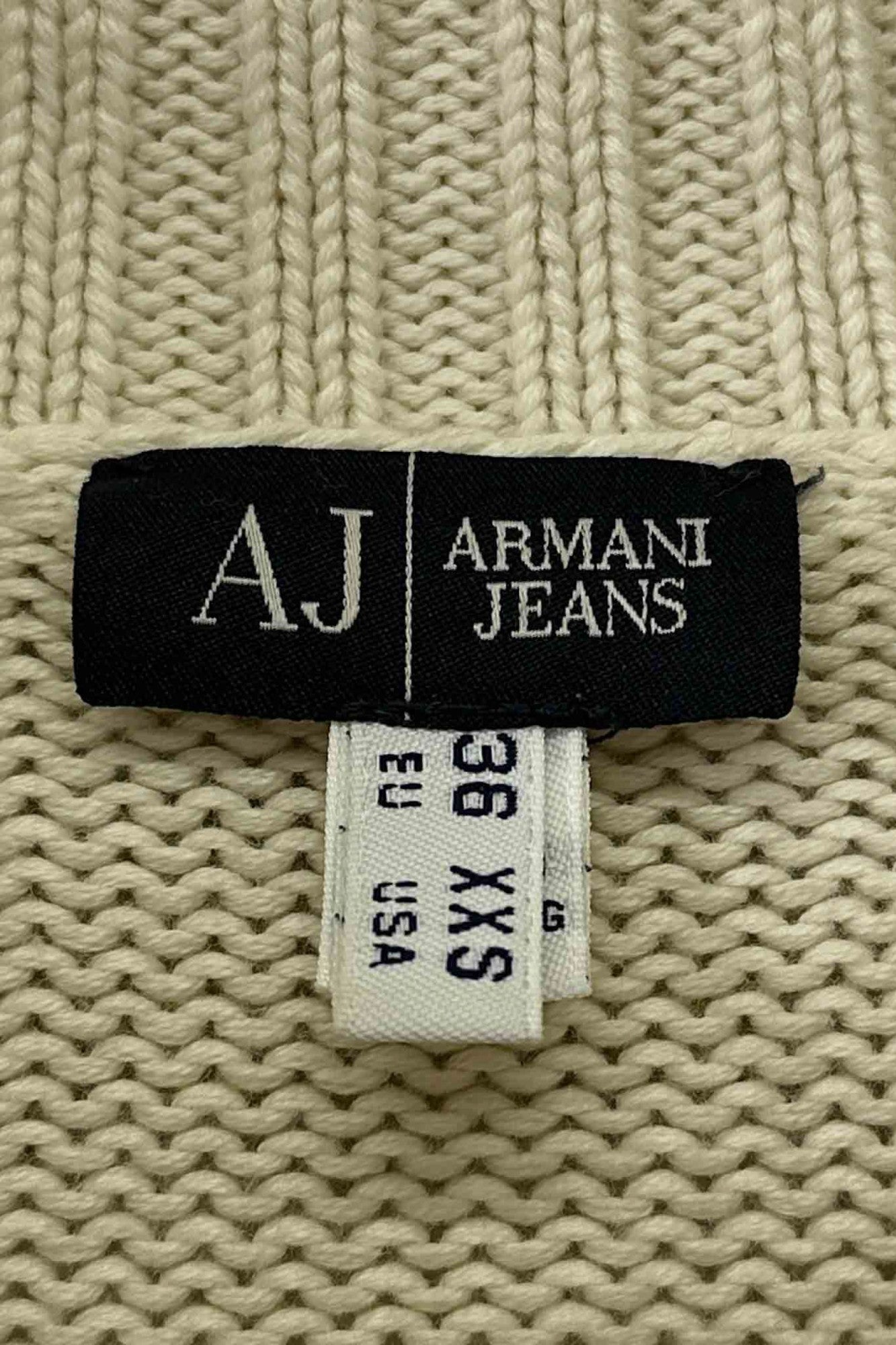 ARMANI JEANS white zip sweater
