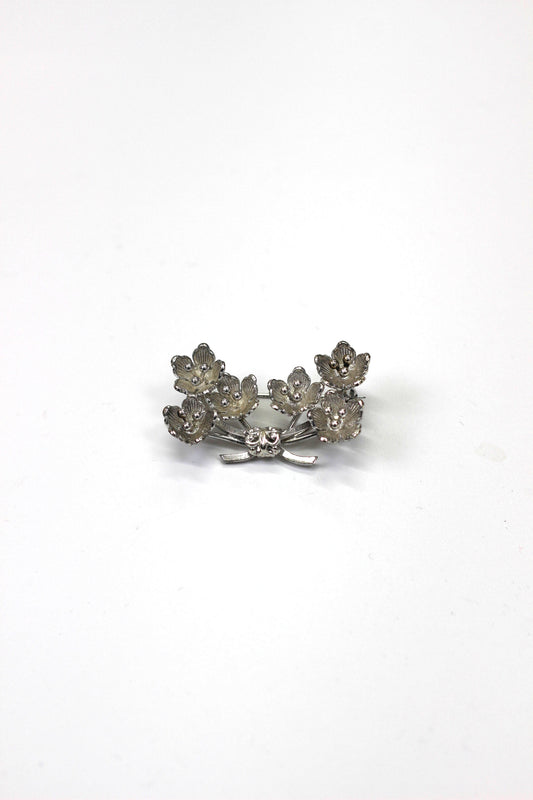 Vintage silver bouquet motif brooch