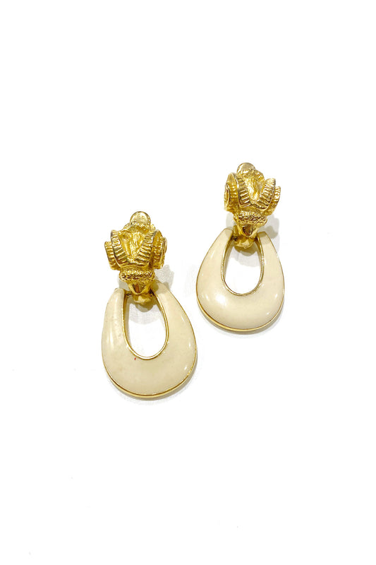 Vintage white x gold earrings Clean and elegant