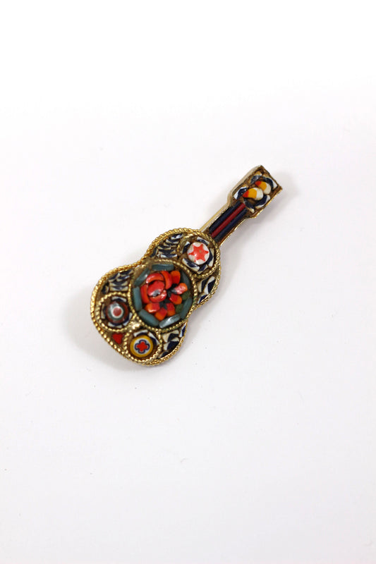 Vintage guitar brooch Mexican traditional music