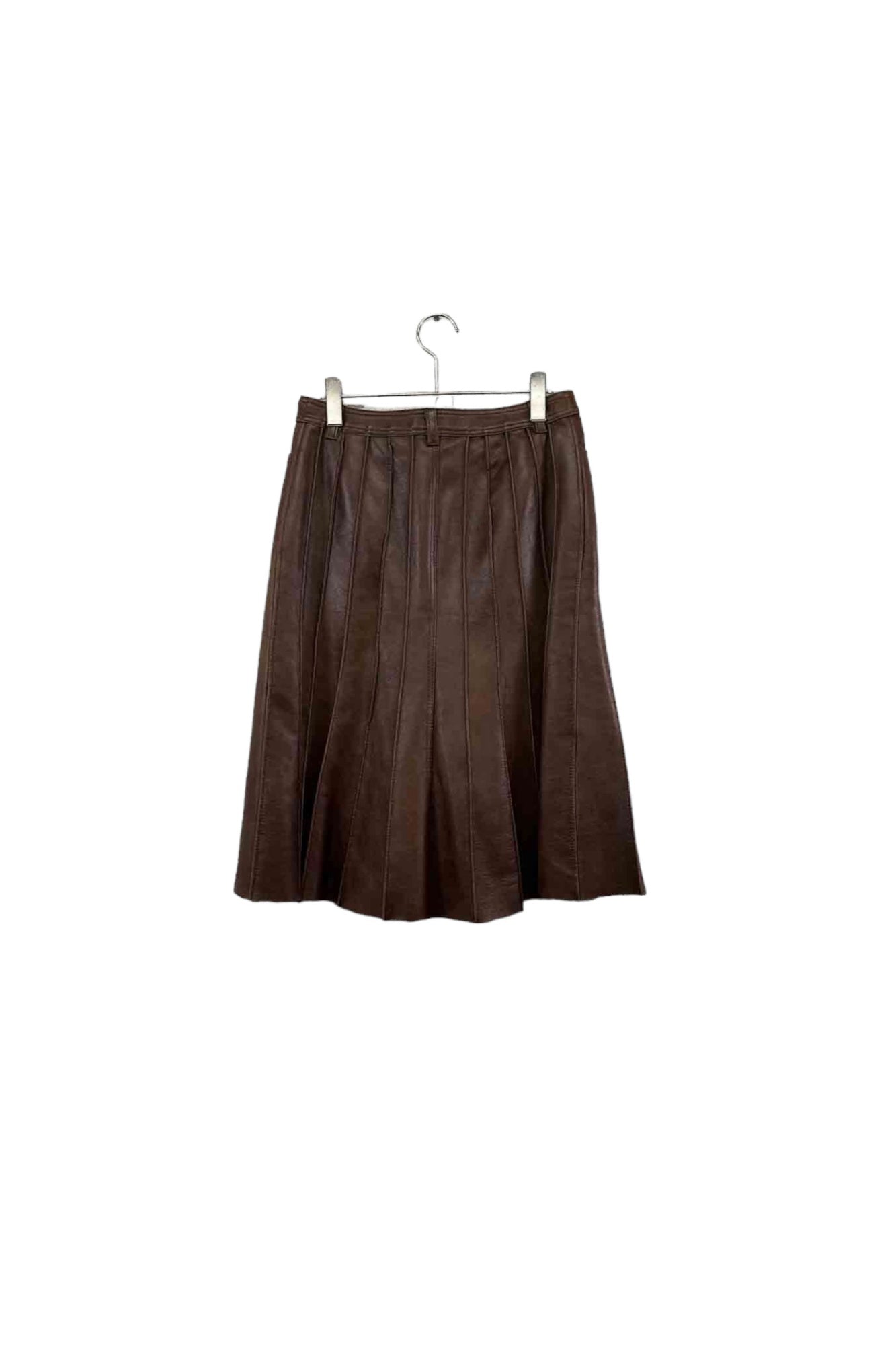 GRACE CONTINENTAL 棕色皮革半身裙