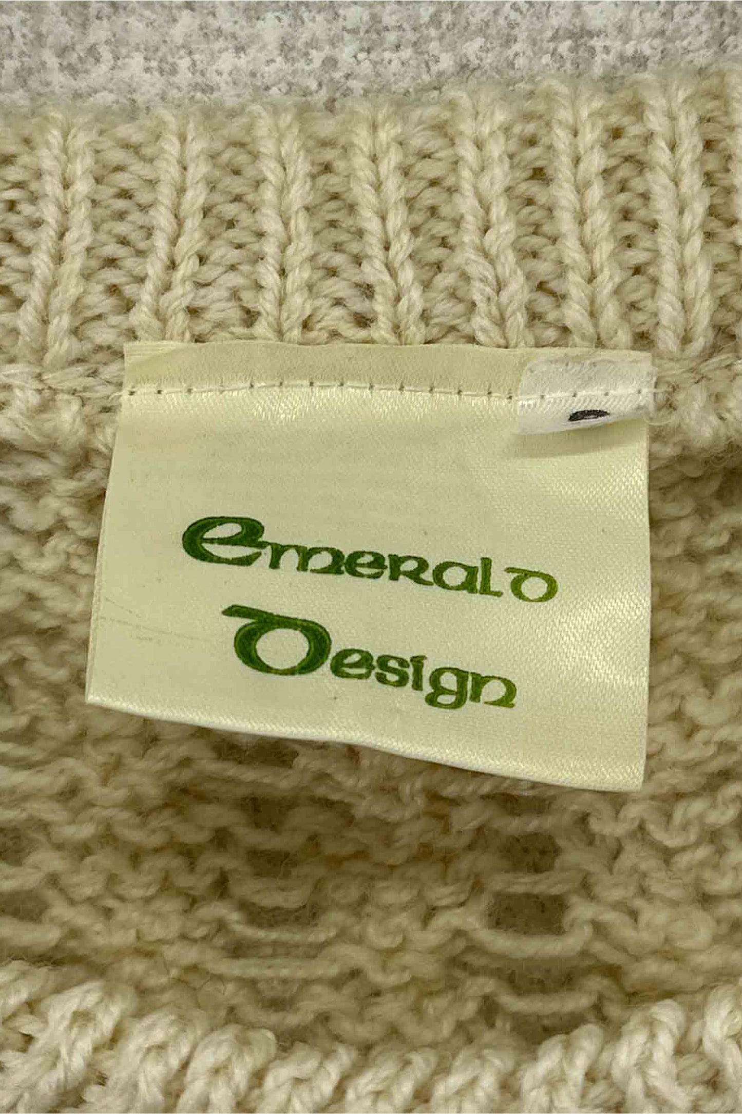 emerald design white sweater